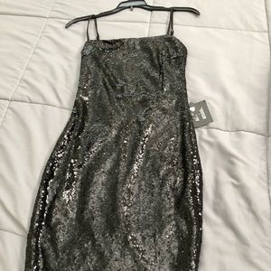 Misguided sequin low back party dress
